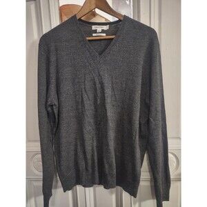 Calvin Klein Men's Extra Fine Merino Wool V-Neck Sweater Large Grey